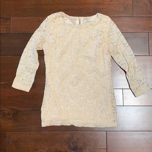 Forever 21 cream crochet 3/4 sleeve top